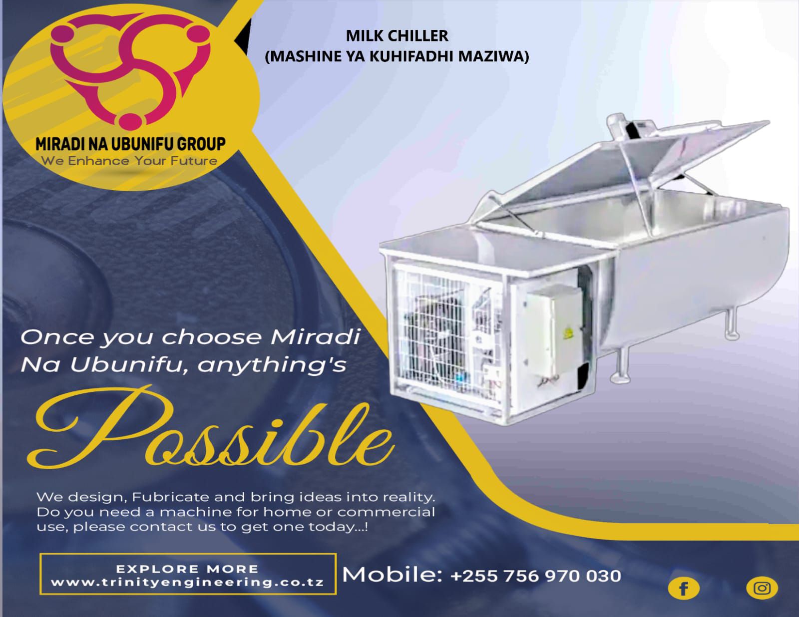 Chiller ya Maziwa (Milk Chiller - Mashine ya Kuhifadhi Maziwa)